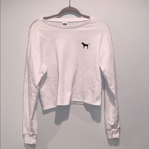 Victoria secret pink white- mesh crew neck